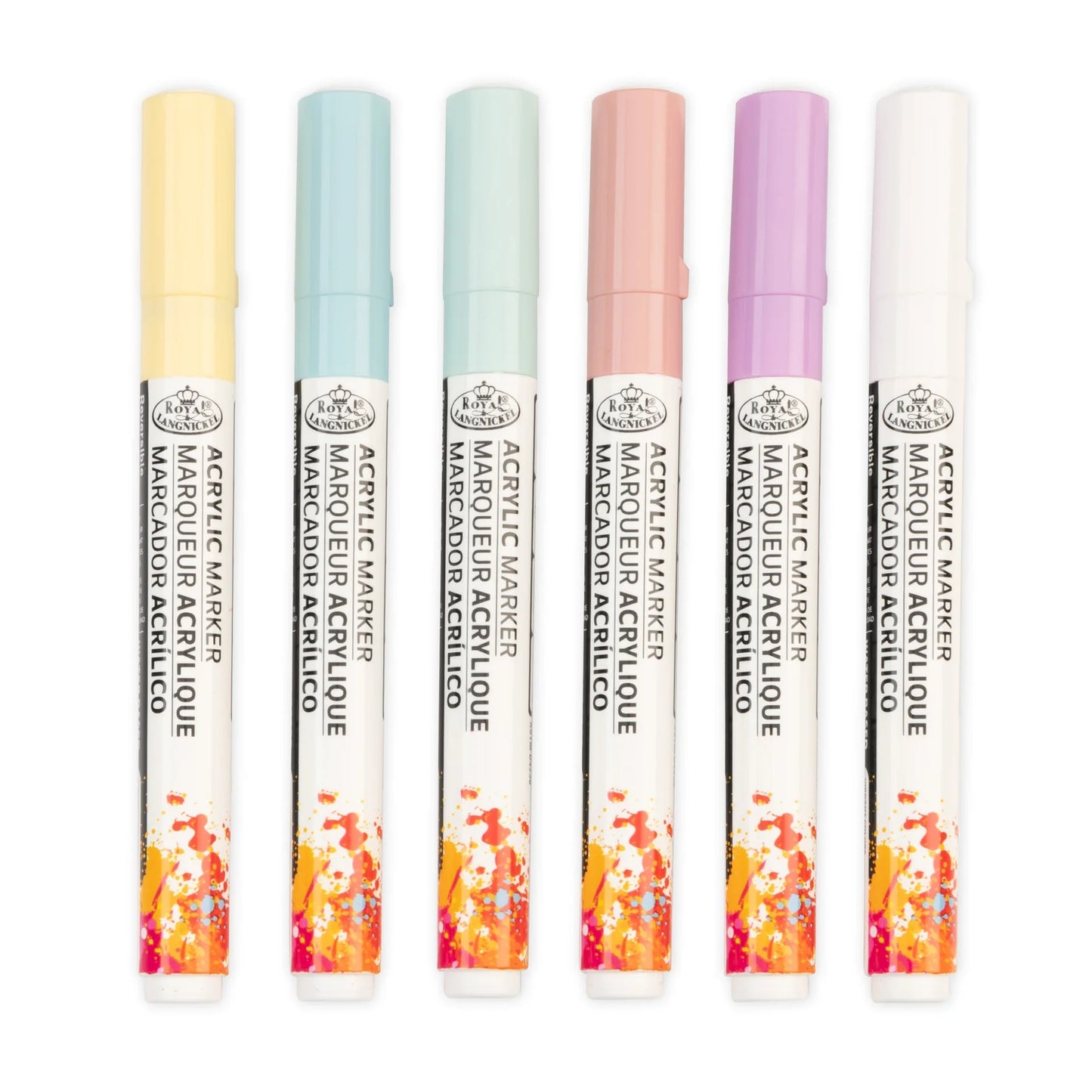Acrylic 2.0 mm Reversible Tip Pastel Markers Pkg. 6
