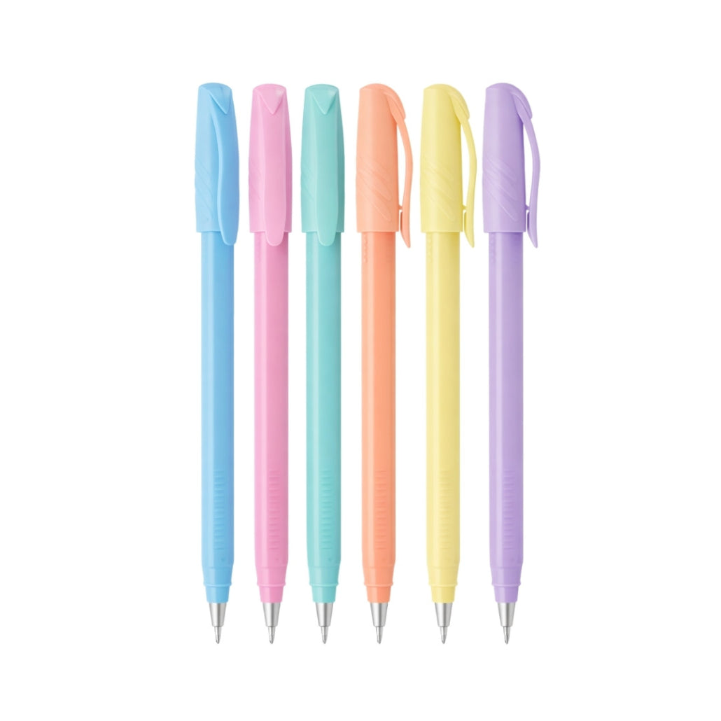 Pack con 6 bolígrafos pastel con tinta del color del cuerpo