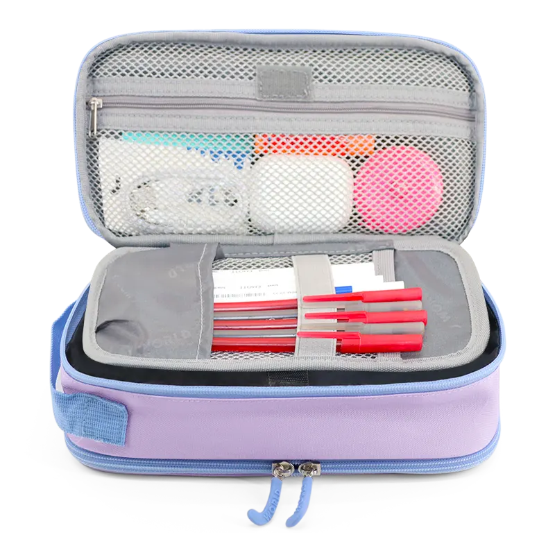 Doodle Pencil Case with Handle Strap | Purple