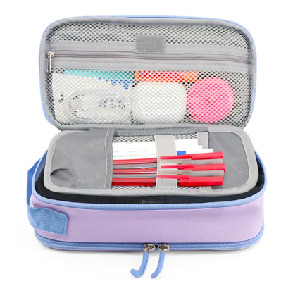 Doodle Pencil Case with Handle Strap | Purple