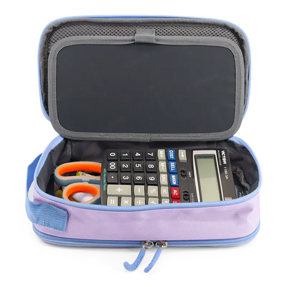 Doodle Pencil Case with Handle Strap | Purple