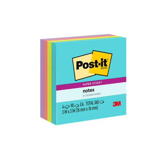 SUPER STICKY 3" X 3" 4 COLORS
