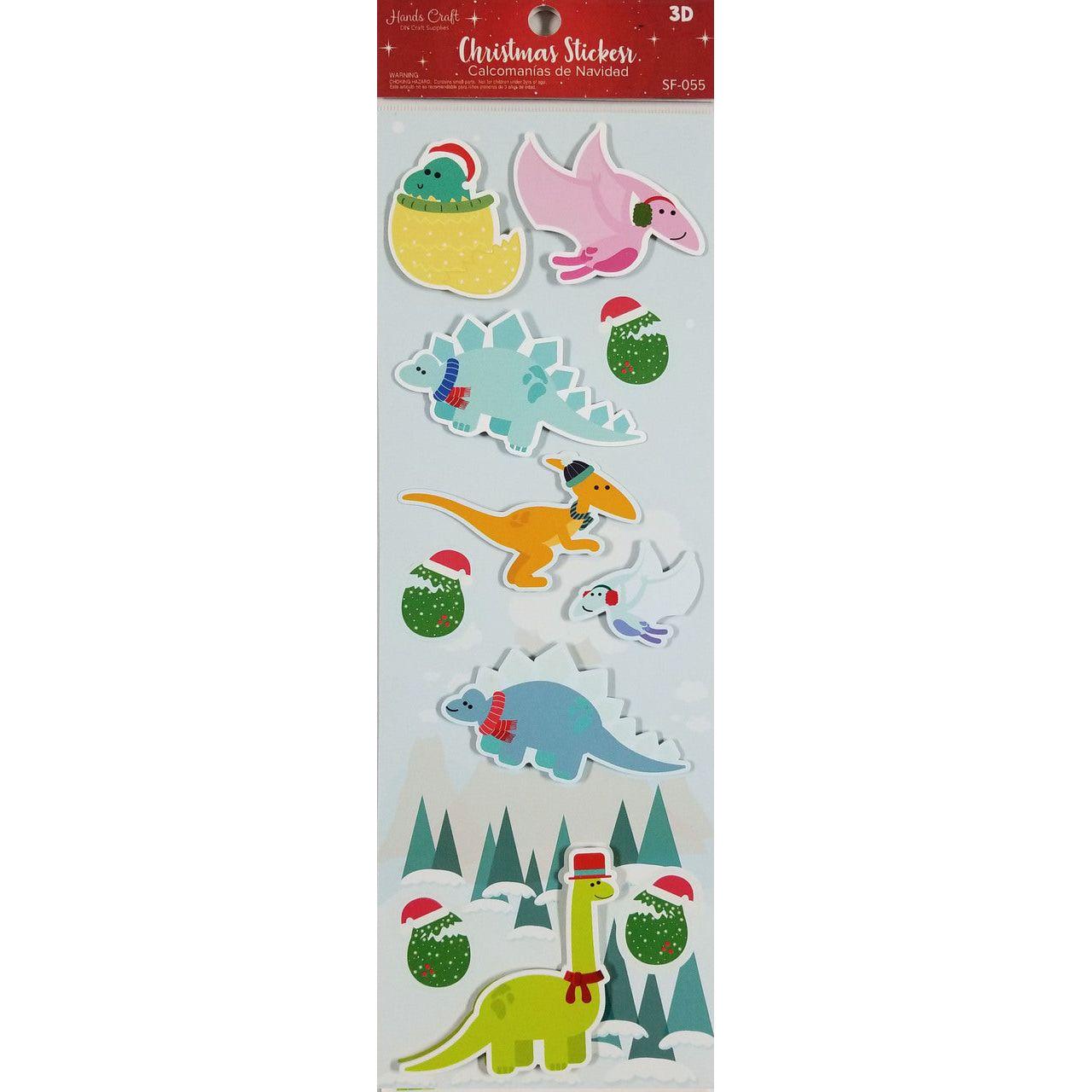 DINOSAUR CHRISTMAS 3D STICKER 11 PC