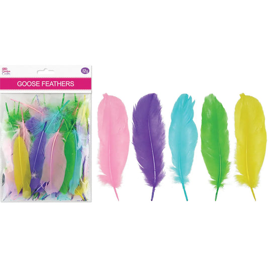Goose Feathers | 3-5" | 12g | Mixed | Light Colors