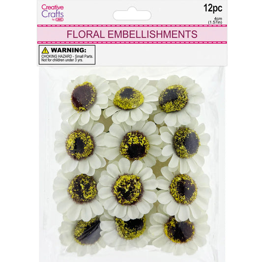Floral Embellishments Daisy | 12pc | White