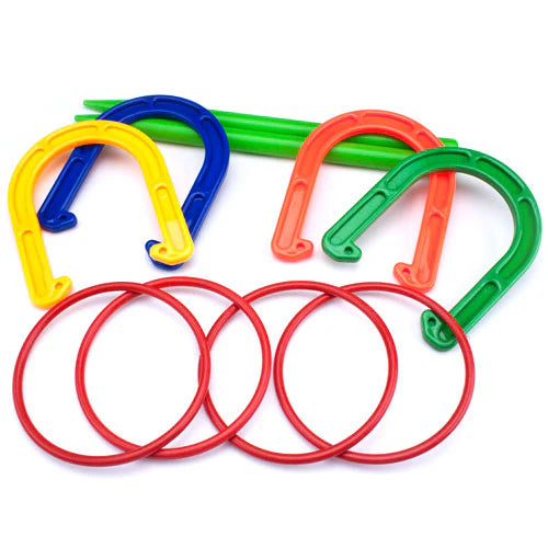 PLASTIC HORSESHOE AND RING TOSS GAME SET (2 IN 1)