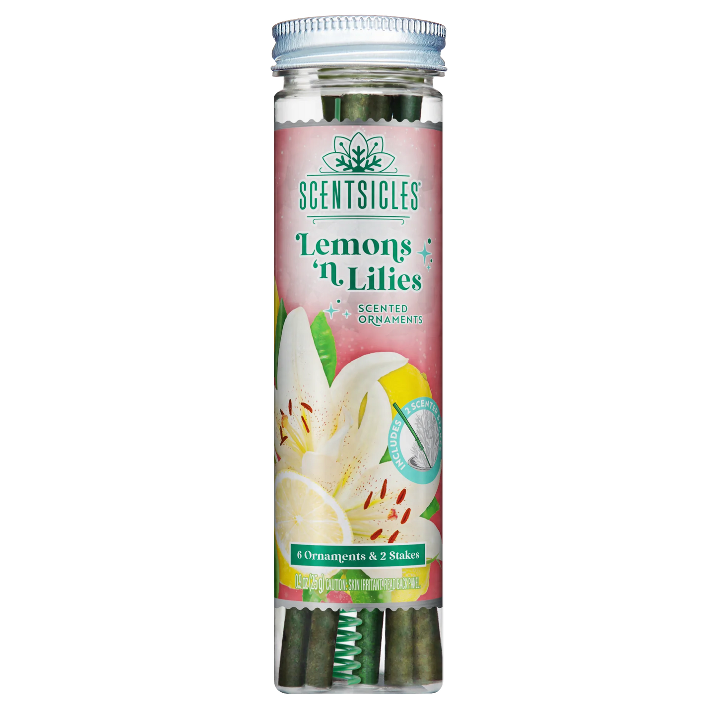 Scentscicles Scented Ornament Stick | Lemon’n Lilies | 6CT Bottle