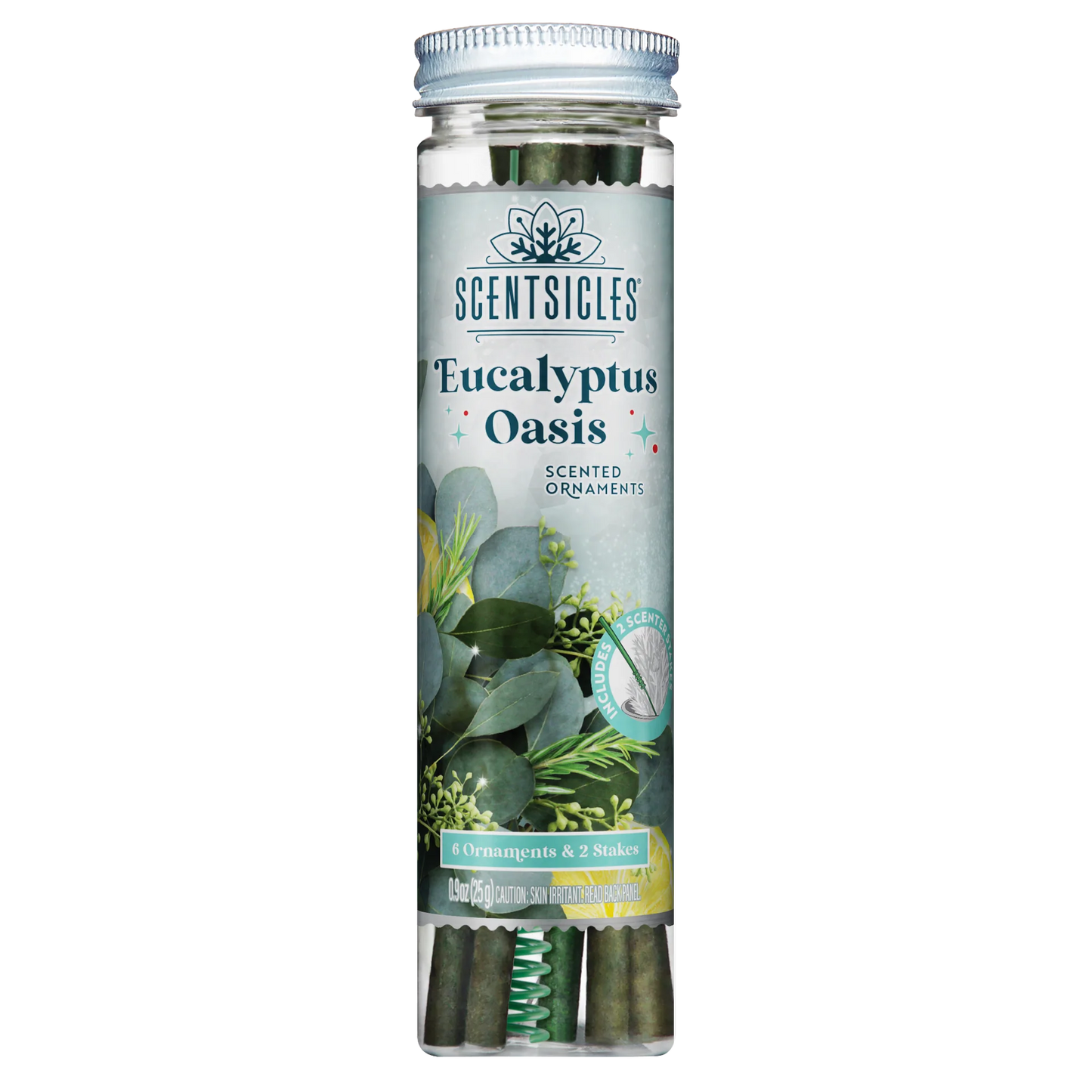 Scentscicles Scented Ornament Stick | Eucalyptus Oasis | 6CT Bottle