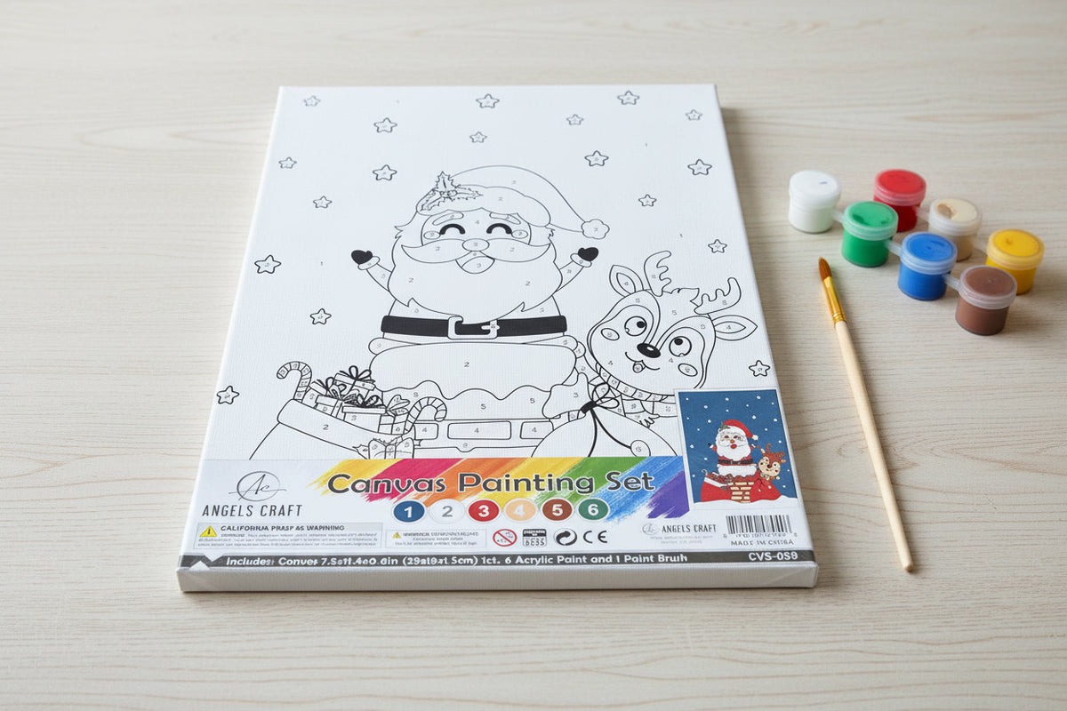 Canvas Paint Set- Paint by Color - Santa/Chimney