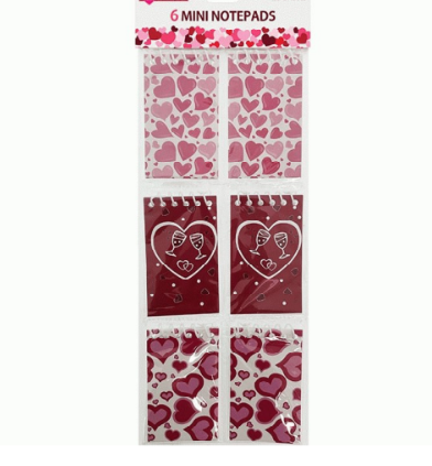 VALENTINE MINI NOTE BOOK 6PK 20-SHEET