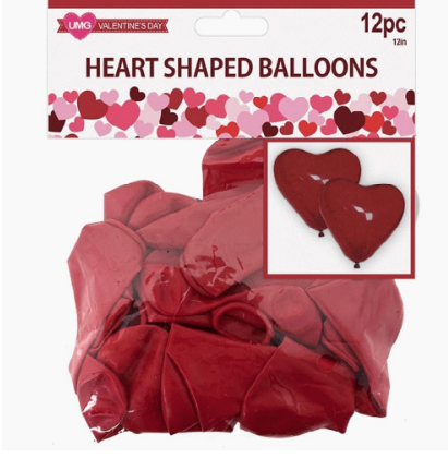 BALLON HEART SHAPE 10PC 12IN