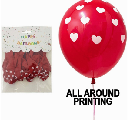 BALLOONS 10PC 12" HEARTS RED