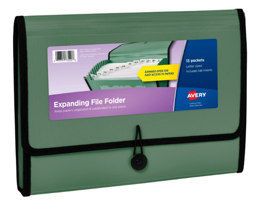 Expanding File Folder Check 13-Pocket Assorted Colors