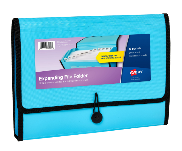 Expanding File Folder Check 13-Pocket Assorted Colors