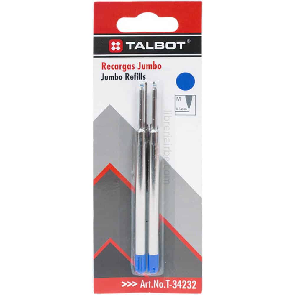 Blister con 2 repuestos universal para bolígrafo tinta azul