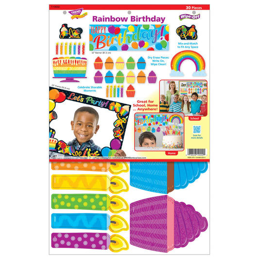 RAINBOW BIRTHDAY WIPE-OFF LEARNING SET