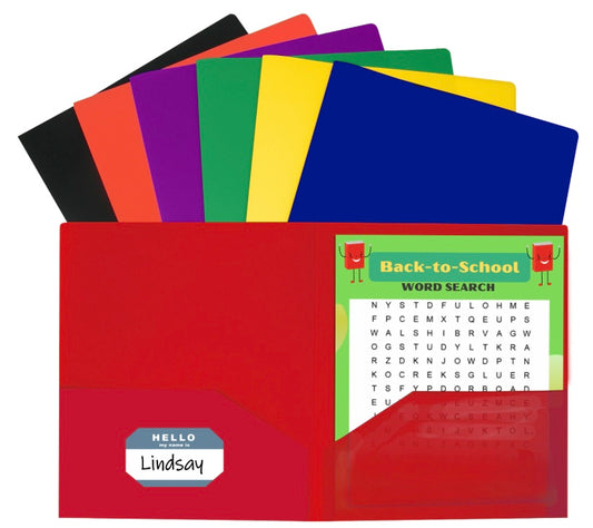 Two-Pocket Heavyweight Poly Portfolio Folder, Assorted Primary Colors