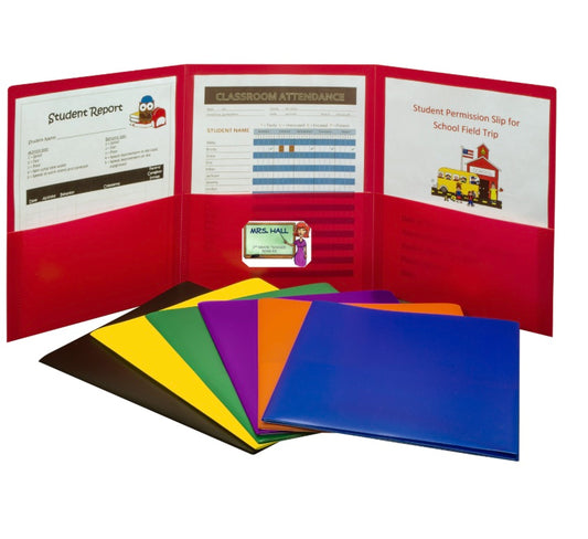 3-Pocket Poly Portfolios, Assorted, 1/EA
