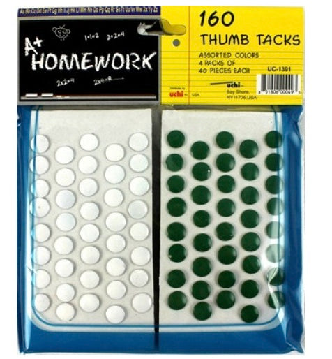 Thumb Tacks - 160 pk - 80 White+40 Red +40 Green