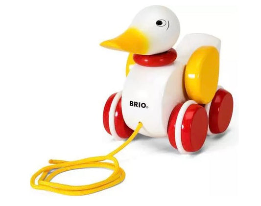 BRIO Pull-along Duck White - Wooden toy for toddlers 19 months up