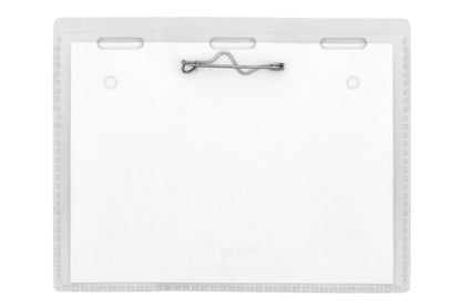 Pin Style Name Badges, Kit with inserts, clear, 4 x 3, 100/BX