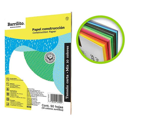 PAPEL CONSTRUCCION LTR ASST 10 COLORES 50 HJS