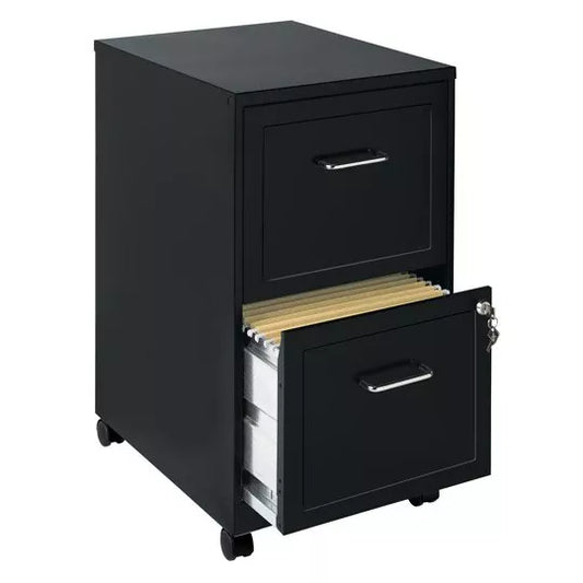 18" 2 Drawer File Cabinet | Sqr Emb | Black | Caster Kit | Ovpk