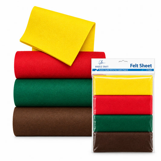 4 pc Felt Sheet Red,Yellow, Brown, Dark Green 7x12