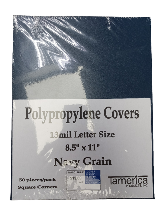 COVER PLASTIC LEATHER GRAIN NAVY 13M 50 PC