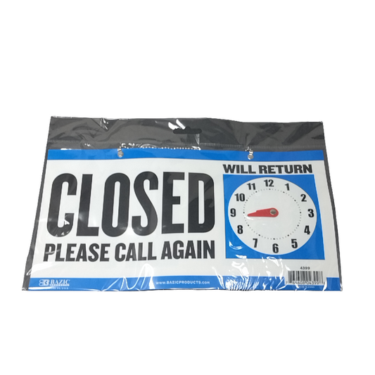 SIGN CLOSE CLOCK 6" X 11.5"