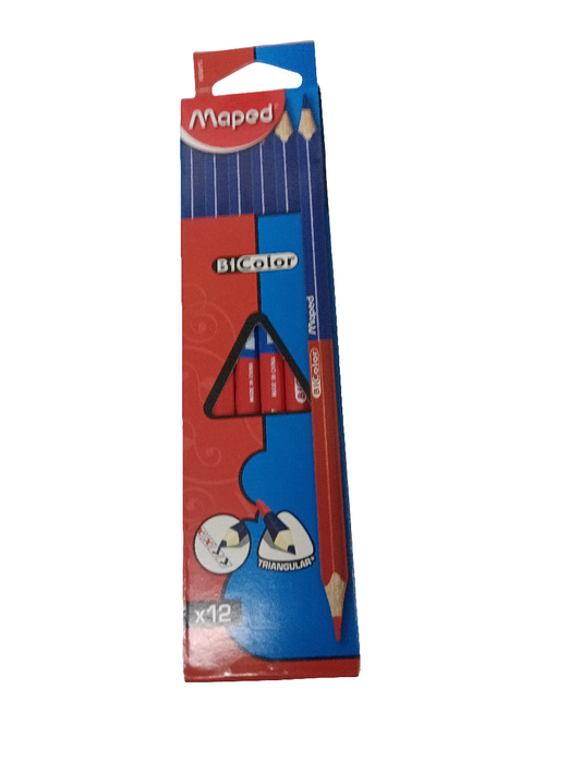 BI COLOR PENCIL BLUE & RED 12