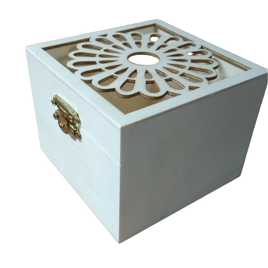 WOODEN JEWERLY LASER CUT BOX,- FLOWER