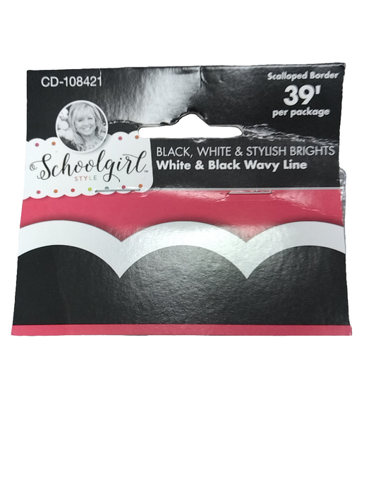 WHITE & BLACK WAVY LINE SCALLOPED BORDERS