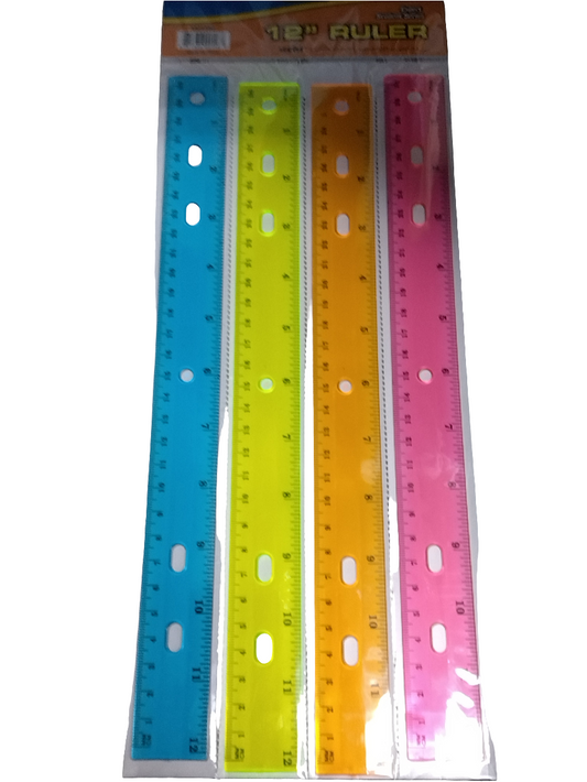 4PK 12"PLASTIC RULERS