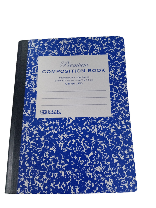 COMPOSITION BOOK UNRULED BLACK MARBLE