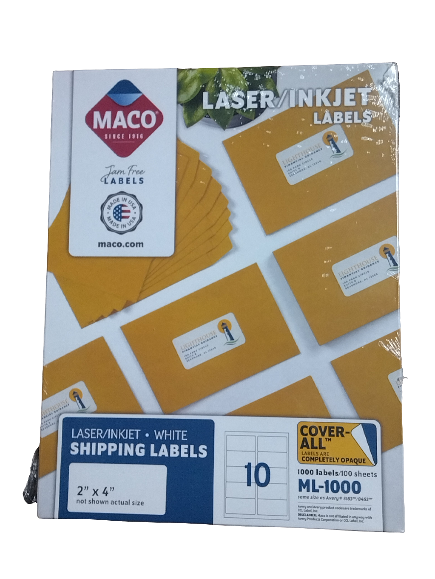 LABELS SHIPPING 2" X 4" WHITE 1000 PC