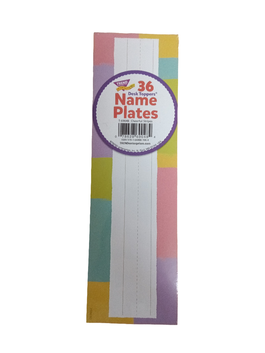 CHEERFUL STRIPES NAME PLATES 36PK