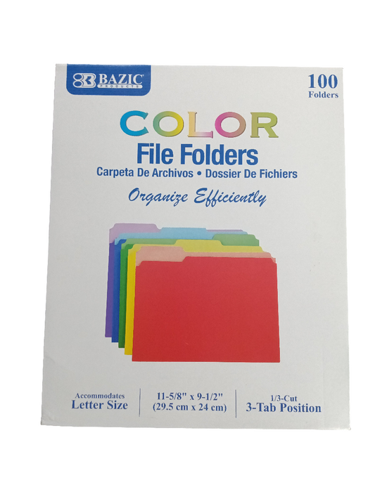 1/3 CUT LTR COLOR FILE FOLDER 100/BOX