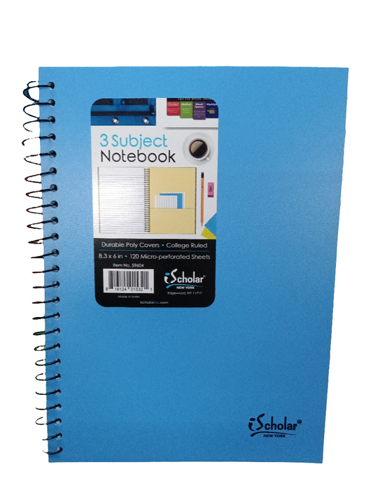 3 SUBJECT NOTEBOOK 120PG 8.3"X6"
