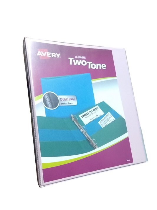 TWO-TONE DURABLE VIEW BINDER 1" D-RING ASST COLOR