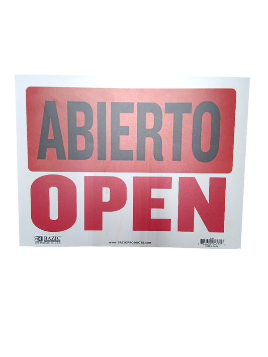 ABIERTO/CERRADO SIGN 12" X 16"