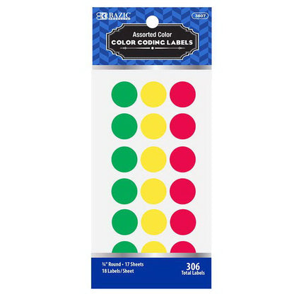 Round Label 3/4" Neonassorted Color PQ.306 - JA Riollano
