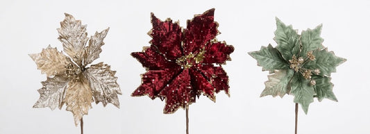 Poinsettia Pick 27cm 3COLORS VTG