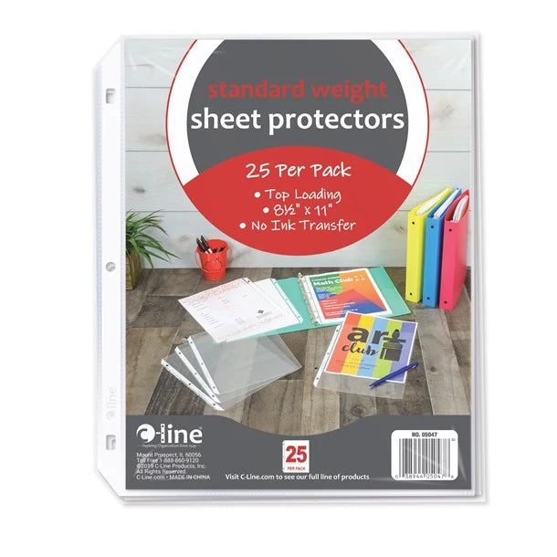 STANDARD WEIGHT POLY SHEET PROTECTORS CLEAR PQ.25