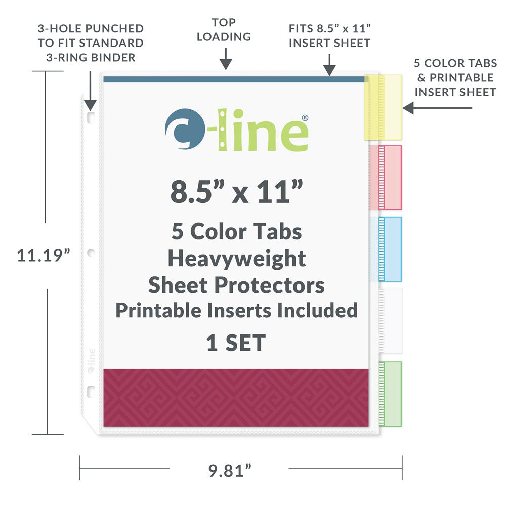 Sheet Protectors W/Index Tabs Inserts