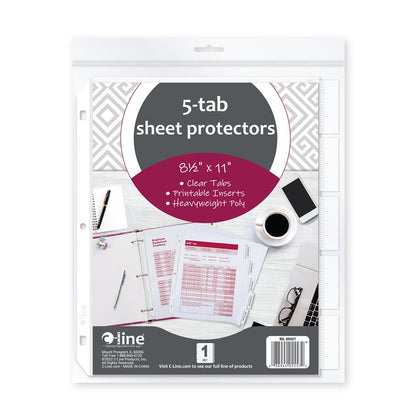 Polypropylene Sheet Protector with Index Tabs, clear tabs, 11 x 8 1/2, 5/ST, 05557
