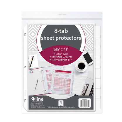 Polypropylene Sheet Protector with Index Tabs, clear tabs, 11 x 8 1/2, 8/ST