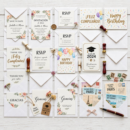 Sobre Invitacion 4 3/4" x 6 1/2" Blanco 25 Unidades