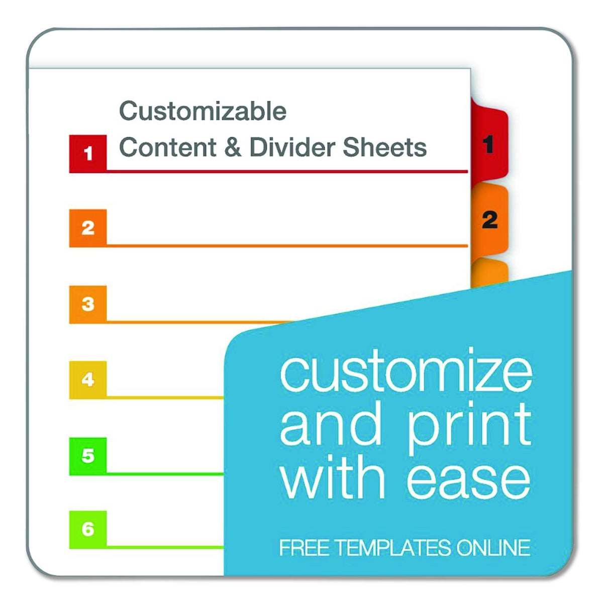 Printiable Index Divider  15 Tab Asst  Letter