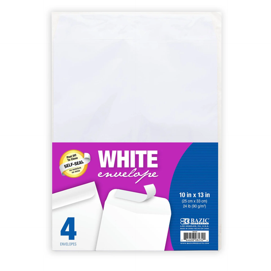 10" x 13" Self-Seal White Envelope |4 Envelopes
